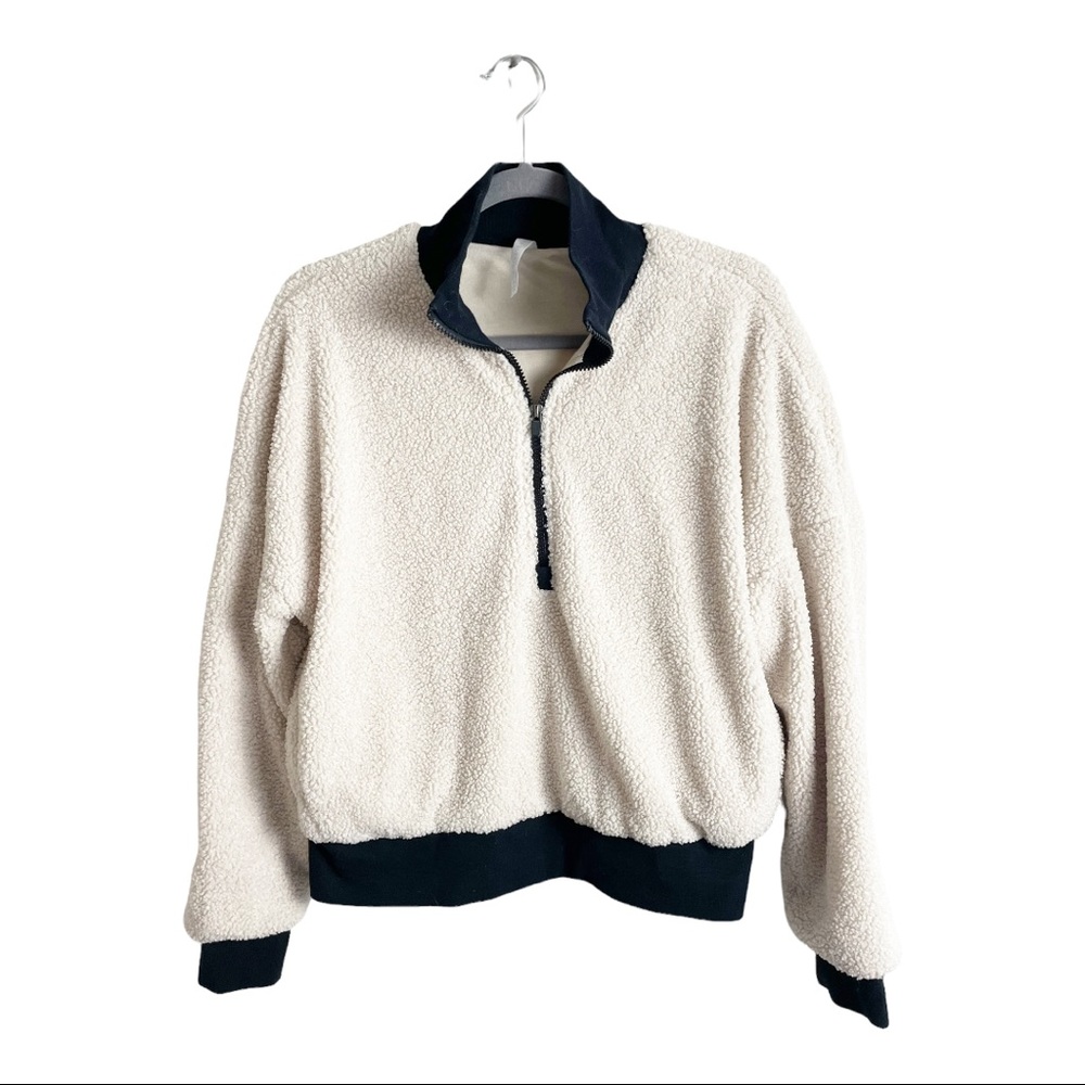 Fabletics Dream Polar Fleece Pullover Cream / Black Size Medium - Picture 2 of 7